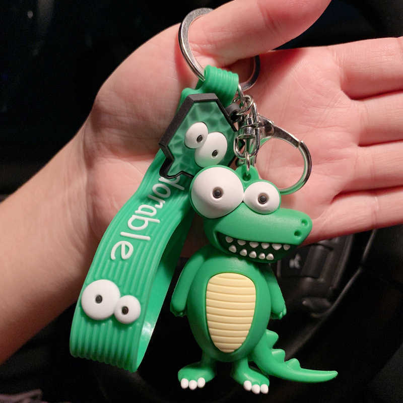 Key Rings Fun ugly big eyed elephant cute cartoon epoxy resin ox eye car keychain ring seat bag pendant jewelry pavilion G230526