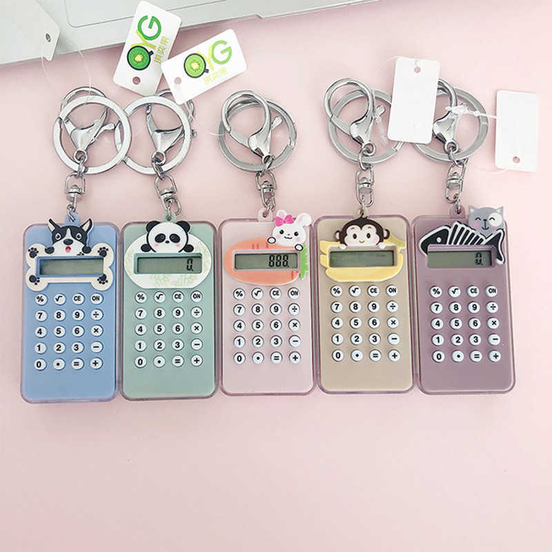 Key Rings Cartoon Mini Calculator Cute Animal Cat Panda Dog Keychain Maze Toy Car Keyring Student Gift Sleutelhanger G230526