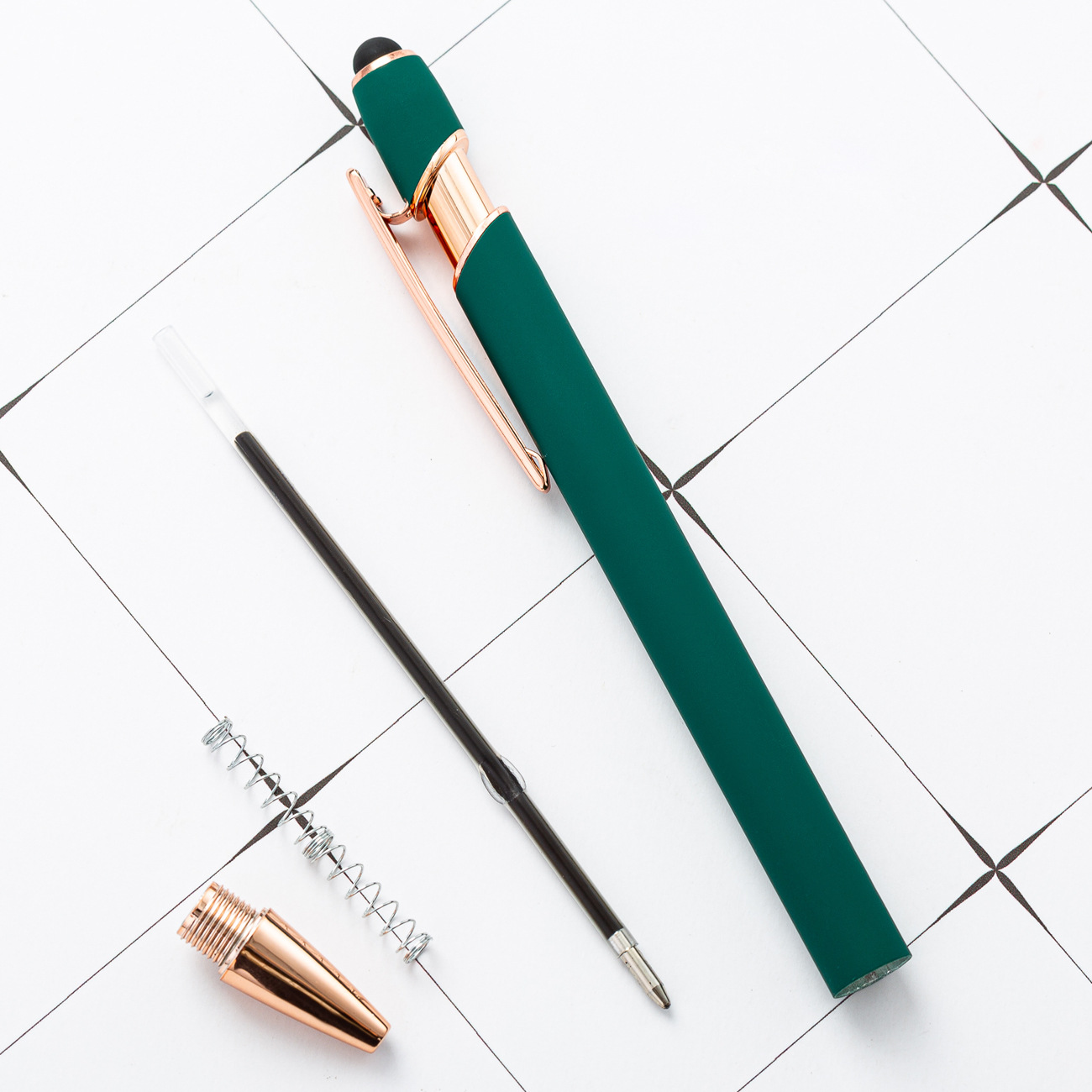 Promotional Alumilum Click Ballpoint Pen Rubberized Finishing Soft Coated Multi-colors Press Rubber Rose gold Pen with Custom Logo