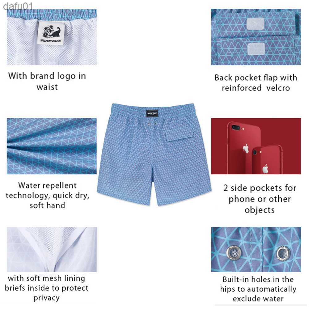 Men's Shorts SURFCUZ Color-Changing Swim Trunks Summer Magical Beach Swimwear Temperature-Sensitive Quick Dry Color Change Mens Swim Shorts L2305