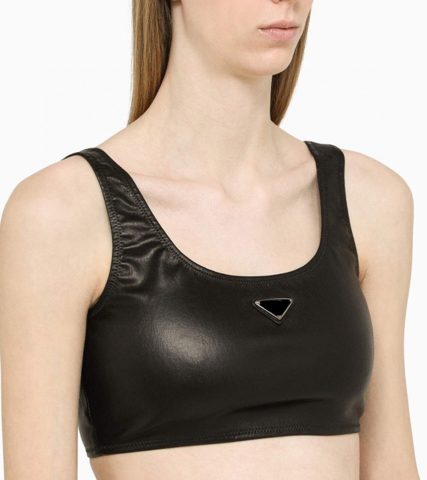 Woman Fashion Tanks Underwear Metal Triangle Badge Sexy Deep V Denim Sling Tube Tops Leather Clothes SML, Black
Woman Fashion Tanks Underwear Metal Triangle Badge Sexy Deep V Denim Sling Tube Tops Leather Clothes SML, Black