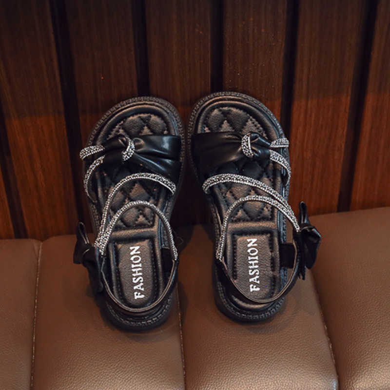 Sandals Summer Children's Princess Sandals Bowknot Fashion Beach Shoes Non-slip Breathable Soft Girls Shoes Kids Sandals R230529