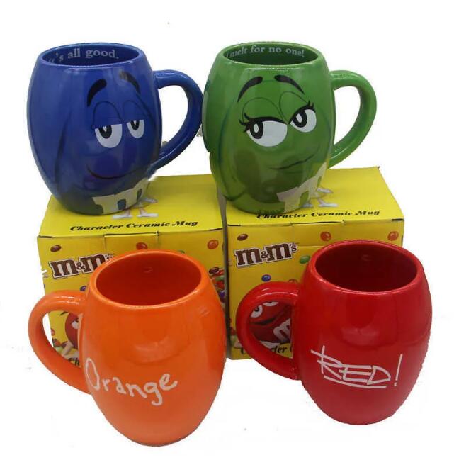 New 600mL m&m Beans Coffee Mugs Tea Cups and Mugs Cartoon Cute Expression Mark Large Capacity Drinkware Christmas Gifts