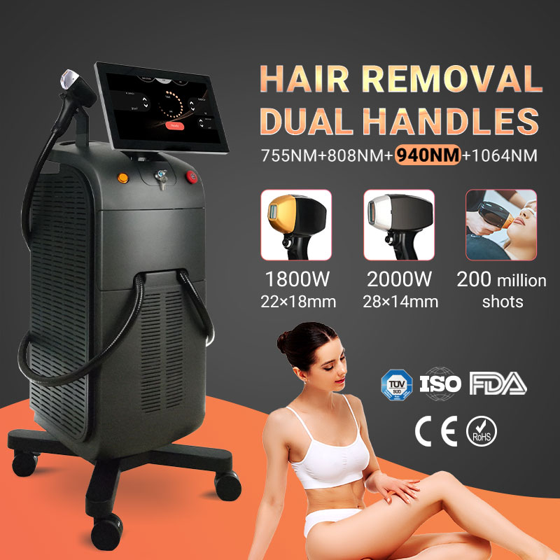 New 808nm Diode Laser Hair Removal Machine 808 755 1064 Fast hairs removal all Skin Colors 200 millions Shots