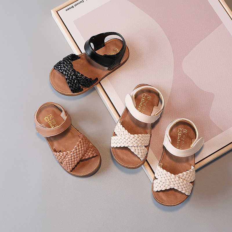 Sandals Summer Toddler Girls Sandals Children Princess Shoes Baby Woven Sandals Comfortable Infant Soft Bottom Kids Casual Beach Shoes R230529