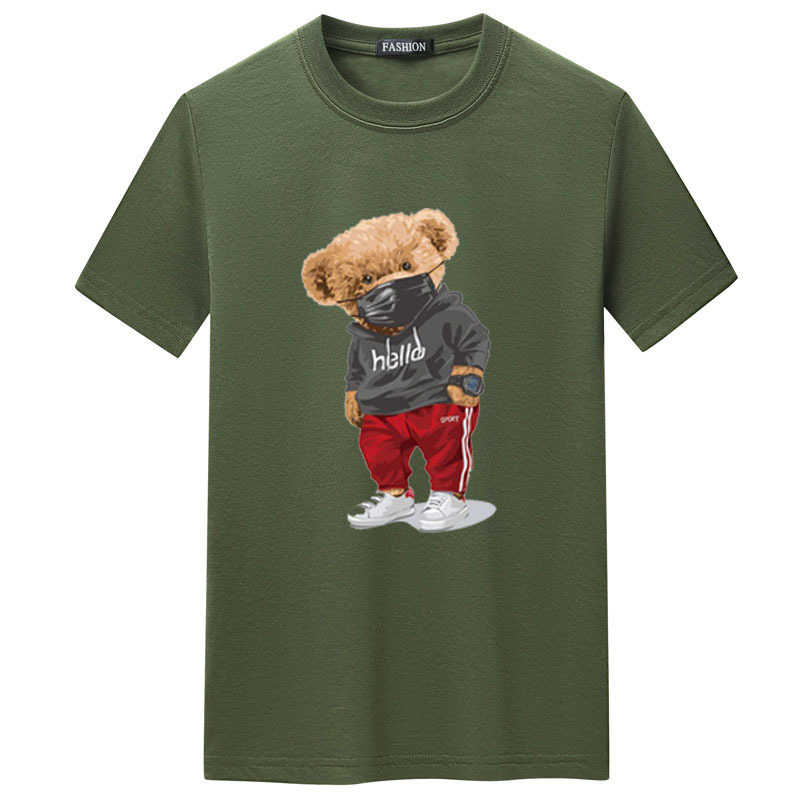 Men's t Shirts Sports Mask Bear Print Short-sleeved T-shirt Male Half-sleeved Summer Casual Oversized Men Shirt 243IE, Red 
Men's t Shirts Sports Mask Bear Print Short-sleeved T-shirt Male Half-sleeved Summer Casual Oversized Men Shirt 243IE, Red