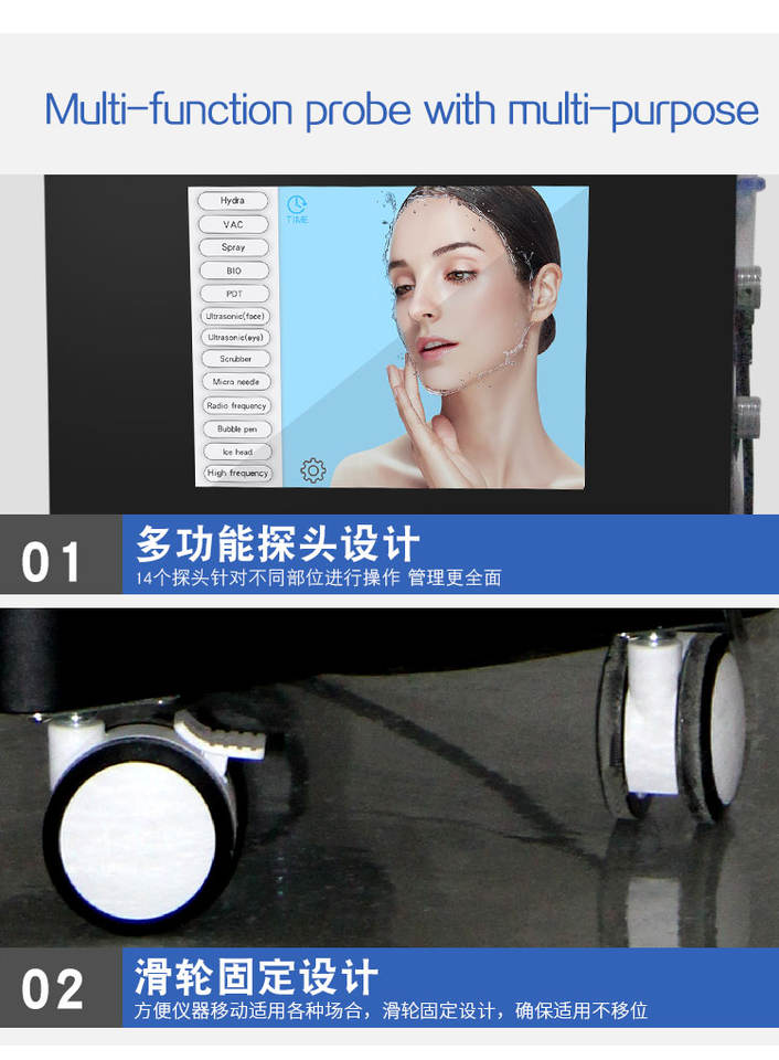 14 in 1 Microdermabrasion Auqa Water Deep Cleaning RF Face Lift Skin care face Spa machine Tightening Beauty salon equipment