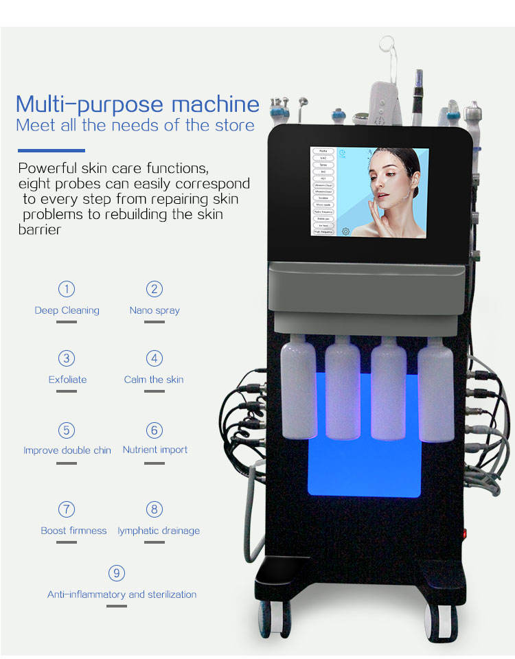 14 in 1 Microdermabrasion Auqa Water Deep Cleaning RF Face Lift Skin care face Spa machine Tightening Beauty salon equipment