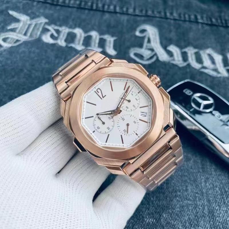 Luxury High Quality Mens Quartz Stopwatch man 42mm BV Chronograph Watch Black Rubber watches wristwatch 531
