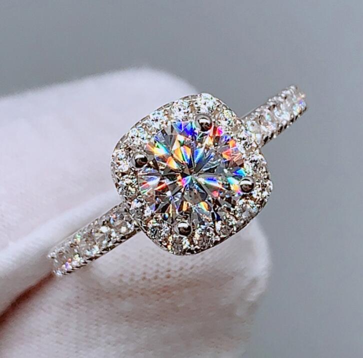 2023 Handmade Wedding Rings Luxury Jewelry 925 Sterling Silver Fill Round Cut 5A Cubic Zircon CZ Diamond Gemstones Promise Women Bridal Ring For Lover