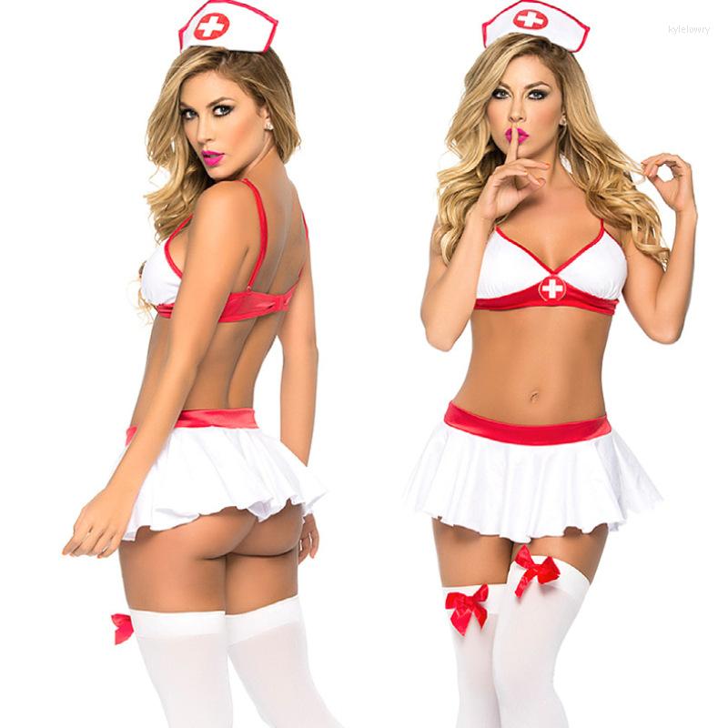 

Bras Sets Lingerie Women Sexy Underwear Erotic Baby Doll Porno Costumes Maid Dress Cosplay Uniform Lenceria Sexi Role Play, White socks