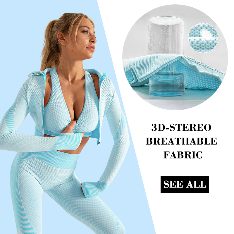 Yoga Outfit Women's tracksuit Seamless Women Yoga Set Workout Sportswear Gym Clothing Fitness Long Sleeve High Waist Leggings Sports Suits 230526