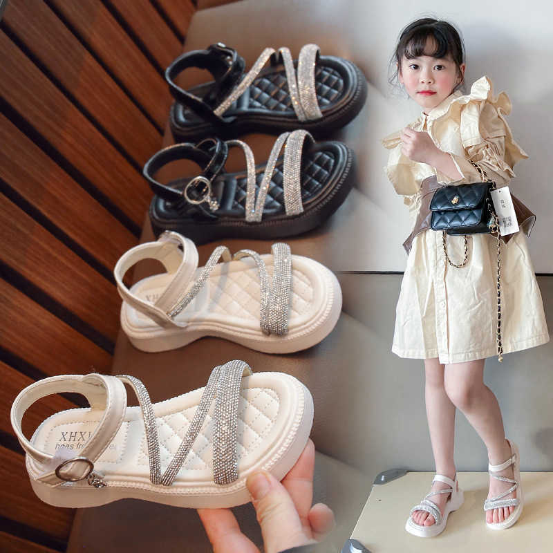 Sandals Girls Shoes 2023 Children Girl Slides Summer Rhinestone Dreamlike Princess Sandals Wedding Party Shoes Child R230529