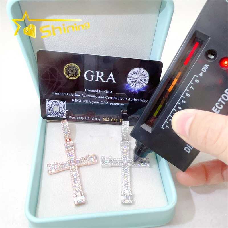 Fashion Jewelry Pendants Charms 925 Sterling Silver Cross Diamond Vvs Moissanite Pendant