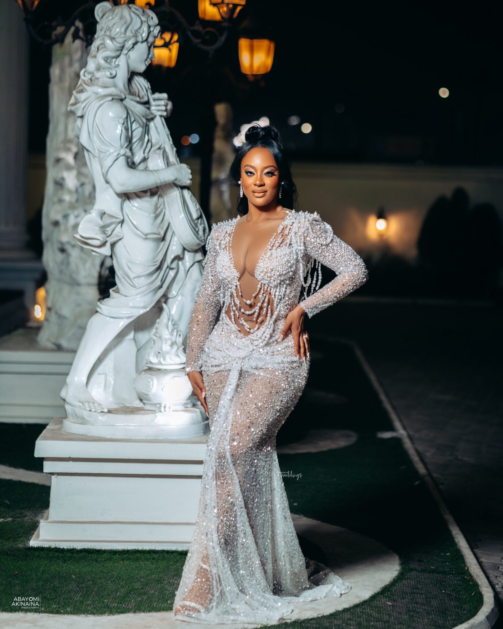 2023 Arabic Aso Ebi White Mermaid Wedding Dress Pearls Sequined Lace See Through Bridal Gowns Dresses ZJ322
