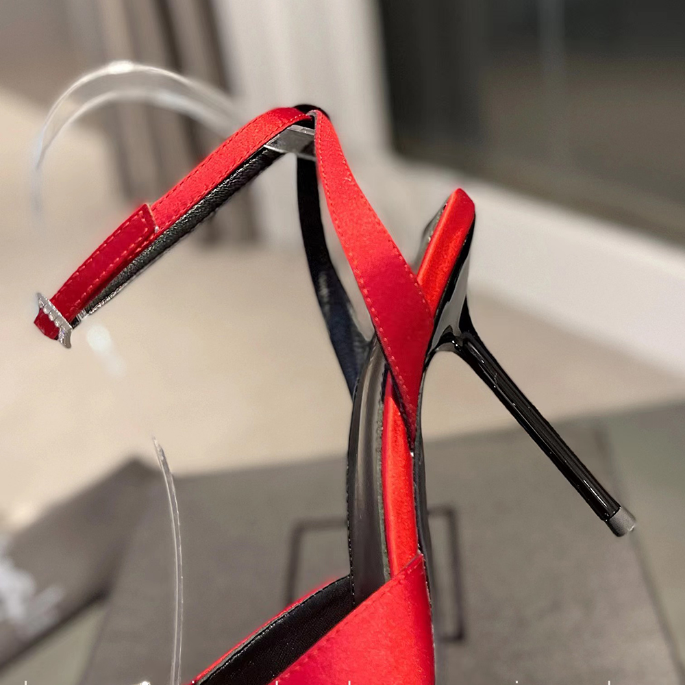 Rhinestone decoration stiletto Sandals Pointed toe exposed Pumps womens Dress shoes luxury designers High-heeled Evening shoes factory footwear With b