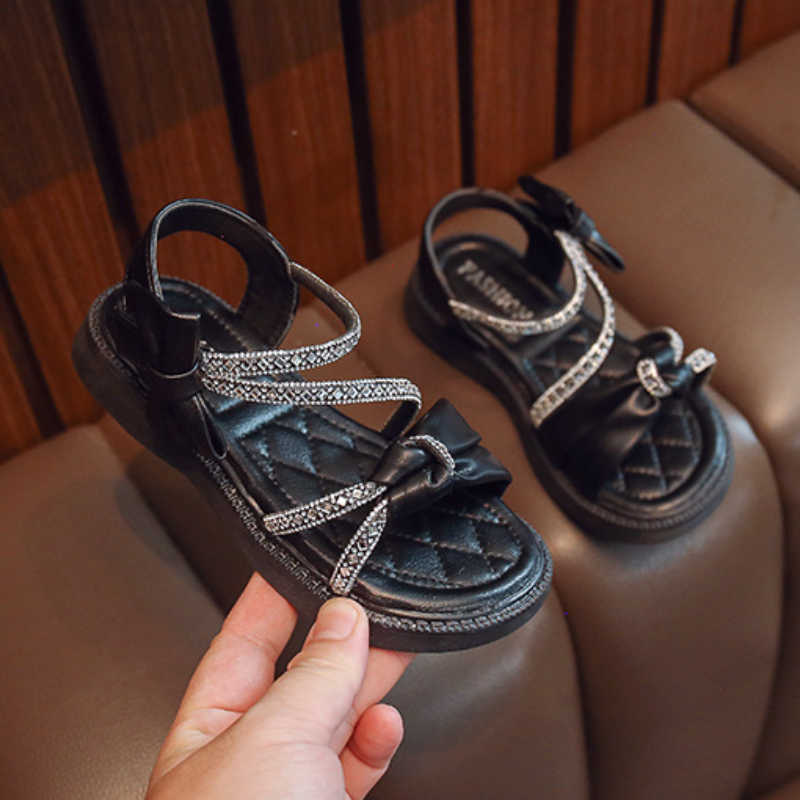 Sandals Summer Children's Princess Sandals Bowknot Fashion Beach Shoes Non-slip Breathable Soft Girls Shoes Kids Sandals R230529