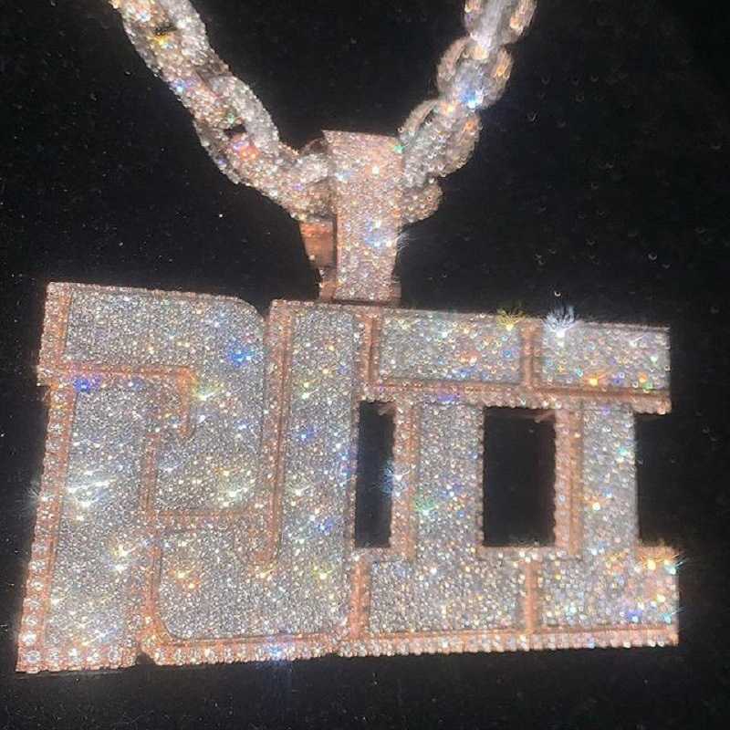 2023 New Fine Jewellery Custom Moissanite Charm Pendant Chain Necklace with 925 Sliver for Men or Women
