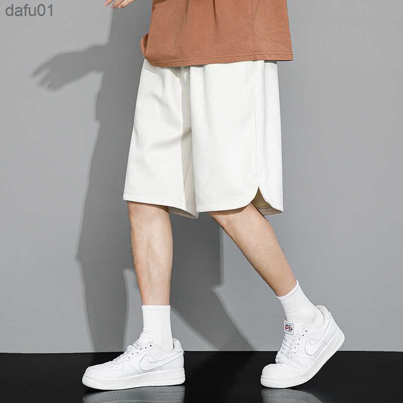 Men's Shorts Casual Summer Mens Shorts Fashion Cropped Pants Leisure Elastic Waist Sports Soft Soild Color Suede Beach Shorts Gym Sweatpants L230