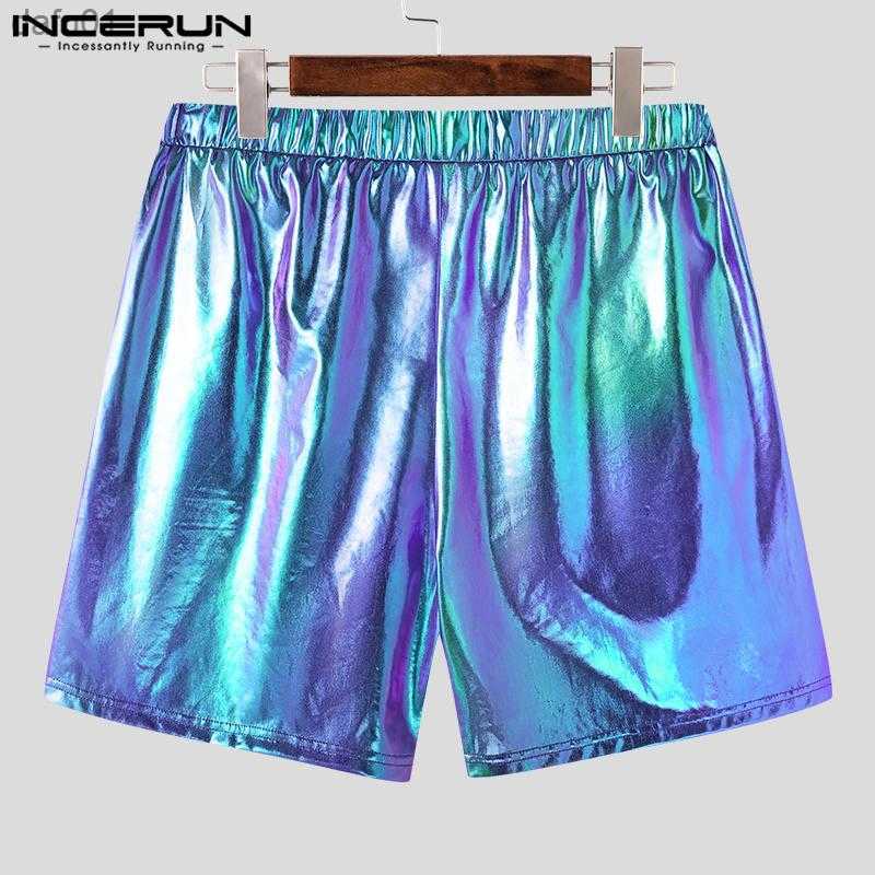 Men's Shorts INCERUN 2023 American Style Men's Sparkling Fabric Dual Color Shorts Fashion Casual Party Hot Selling Rubber Waist Shorts S-5XL