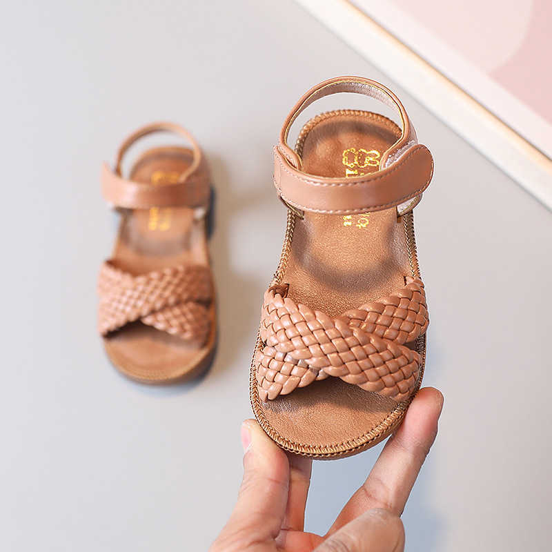 Sandals Summer Toddler Girls Sandals Children Princess Shoes Baby Woven Sandals Comfortable Infant Soft Bottom Kids Casual Beach Shoes R230529