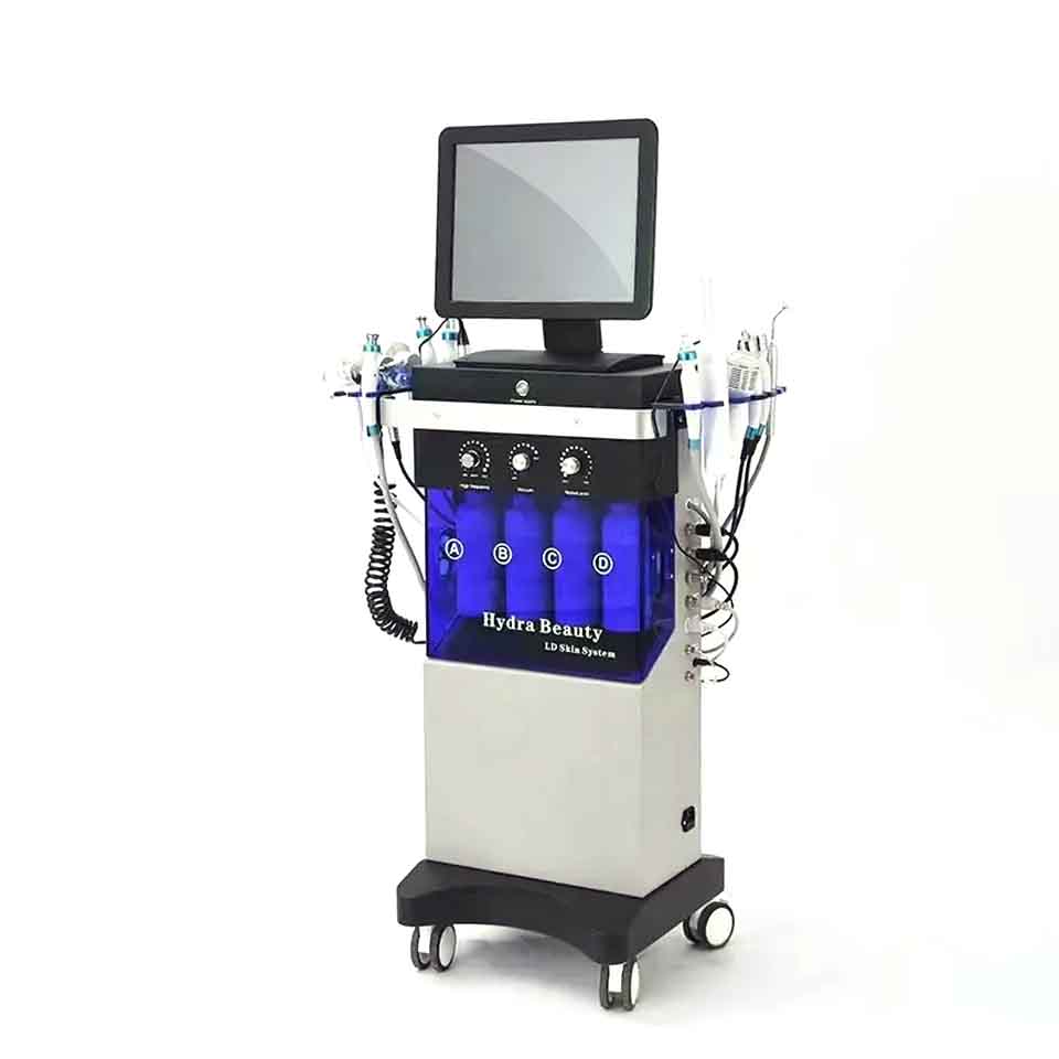 2023 14 in 1 Hydro Microdermabrasion Skin Lifting Device Multifunction High Frequency Facial Spa Ultrasound BIO Water Dermabrasion Moisturizer Machine