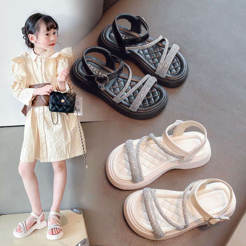 Sandals Girls Shoes 2023 Children Girl Slides Summer Rhinestone Dreamlike Princess Sandals Wedding Party Shoes Child R230529