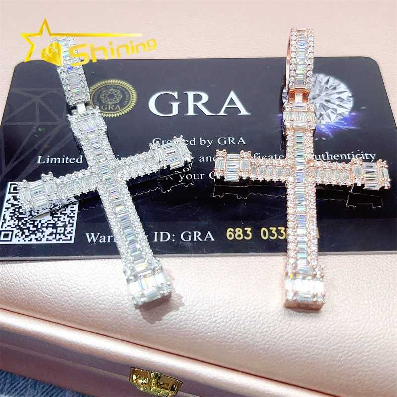 Fashion Jewelry Pendants Charms 925 Sterling Silver Cross Diamond Vvs Moissanite Pendant