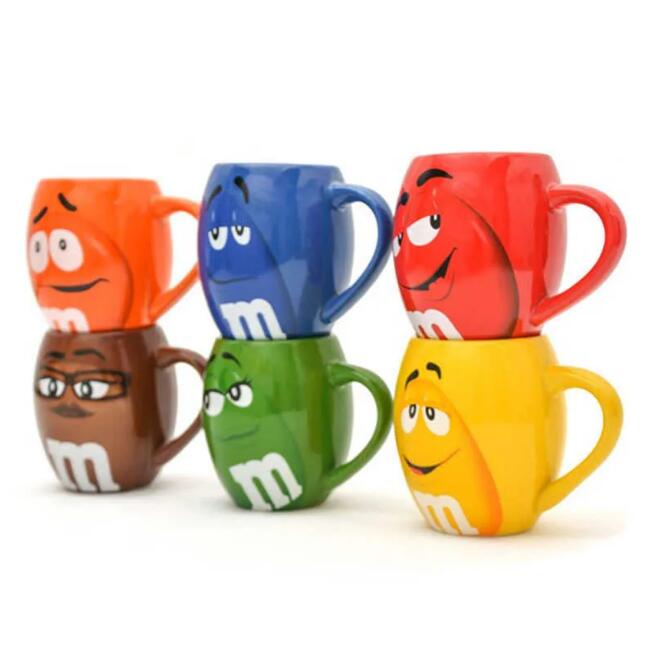 New 600mL m&m Beans Coffee Mugs Tea Cups and Mugs Cartoon Cute Expression Mark Large Capacity Drinkware Christmas Gifts