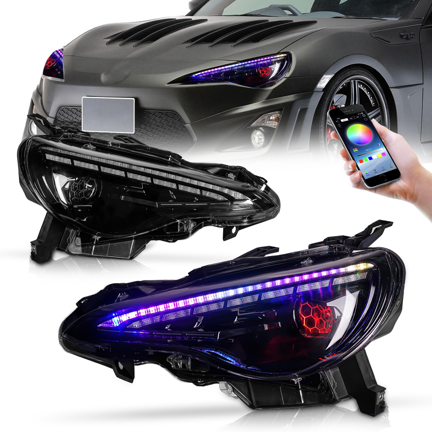 Car Headlights For Subaru BRZ/Toyota 86 2012-20 21 Headlight Full LED Front Lamp RGB Design Running Light Turn Signal