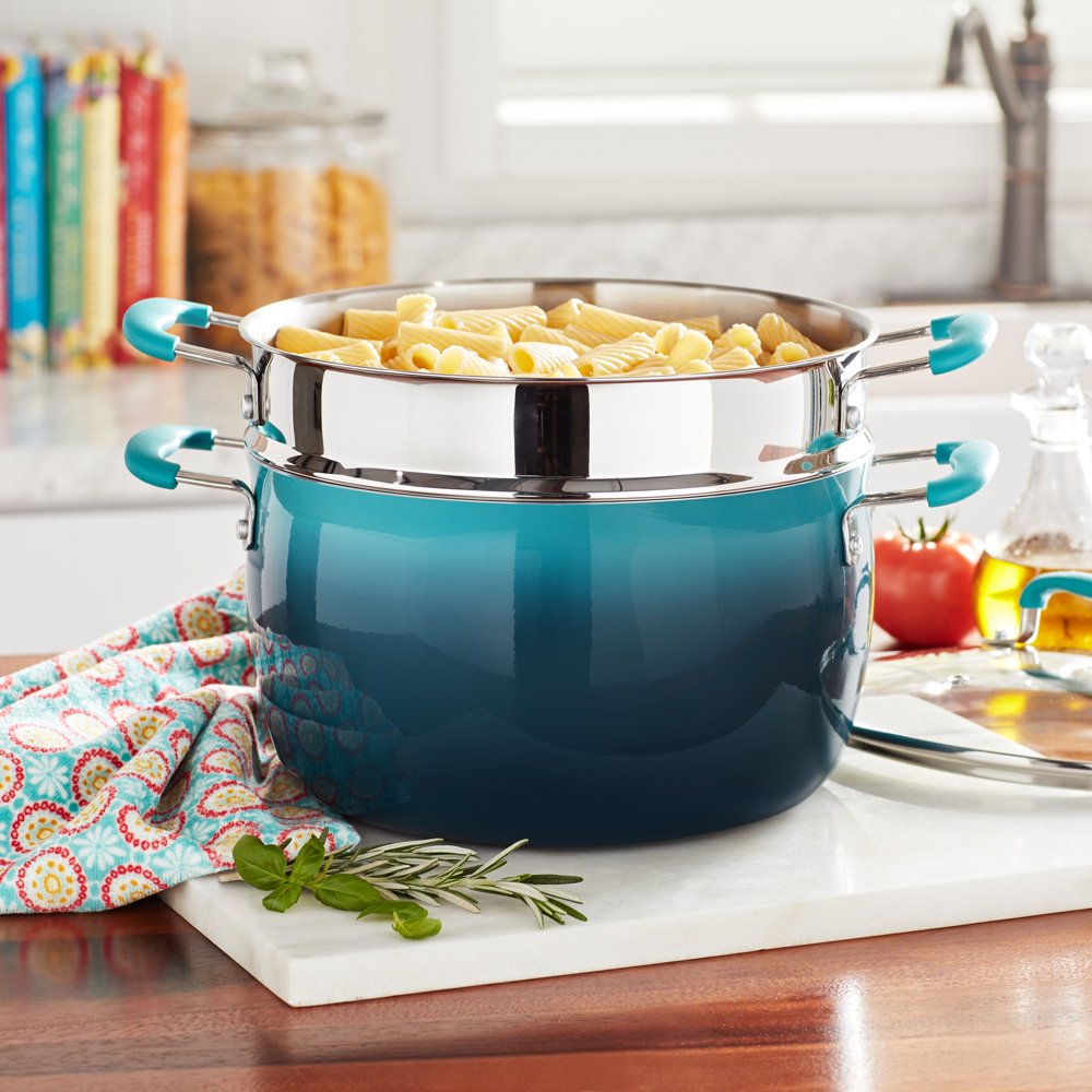 7-Quart Ceramic Stock Pot with Pasta Insert