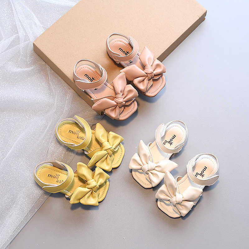 Sandals Girls Sandals 2023 Summer New Little Girl Princess Shoes Children Big Bow Sweet Non-slip Kids Shoes Fashion Soft Beach Sandals R230529