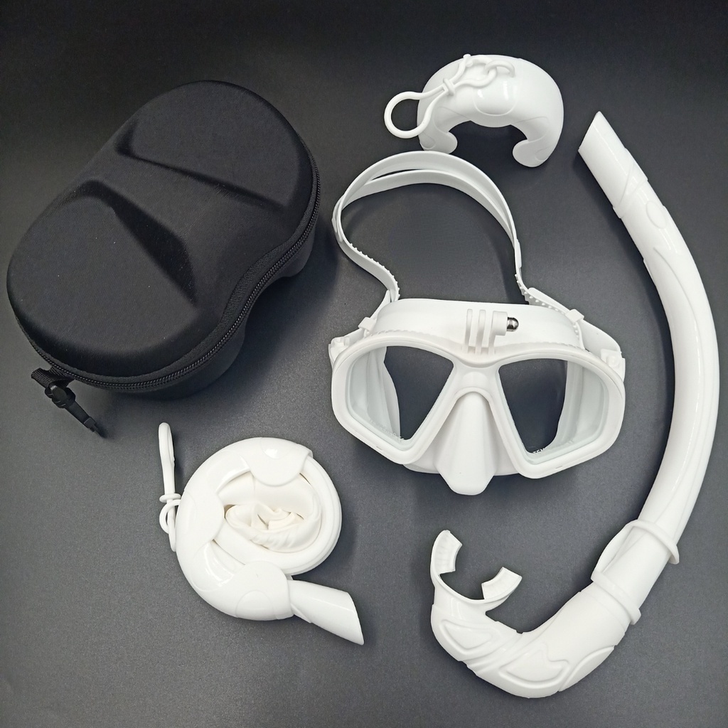 Diving Masks Wet Mount Low Volume Diving Mask Tempered Glass Freedive Mask J-type Diving Mask Snorkel Set with Camera Mount Black 230526