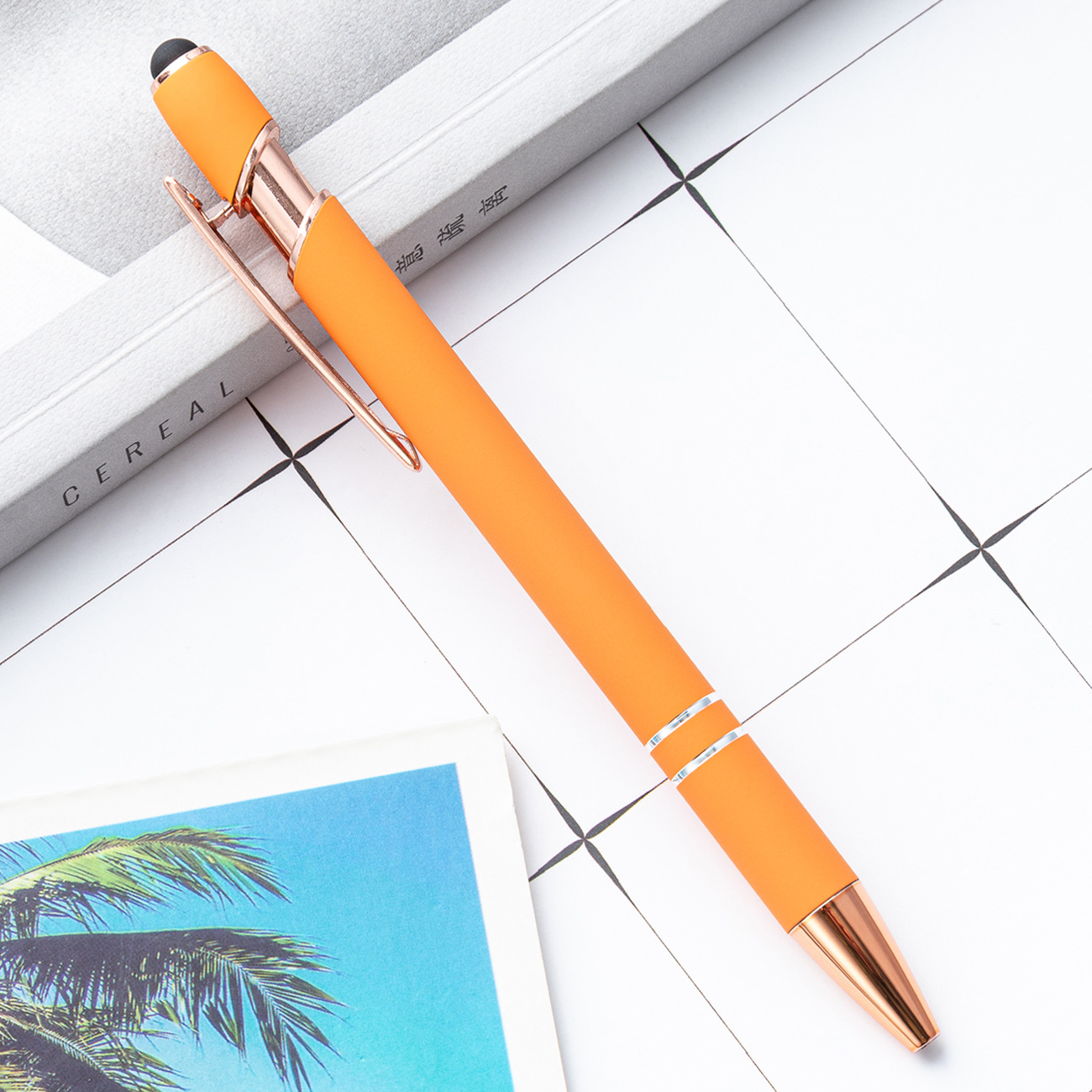 Promotional Alumilum Click Ballpoint Pen Rubberized Finishing Soft Coated Multi-colors Press Rubber Rose gold Pen with Custom Logo