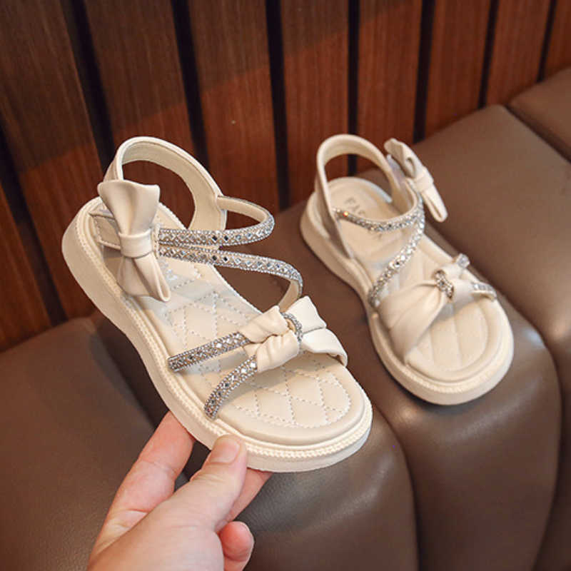 Sandals Summer Children's Princess Sandals Bowknot Fashion Beach Shoes Non-slip Breathable Soft Girls Shoes Kids Sandals R230529