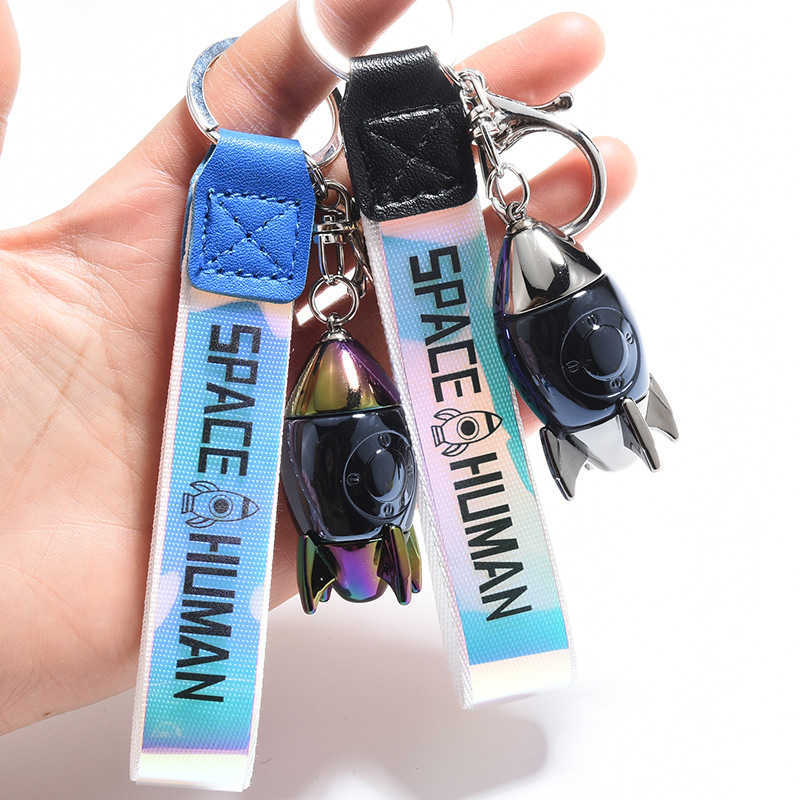Key Rings UFO spacecraft rocket astronaut space acrylic keychain lanyard keyring handbag pendant Llaveros G230526
