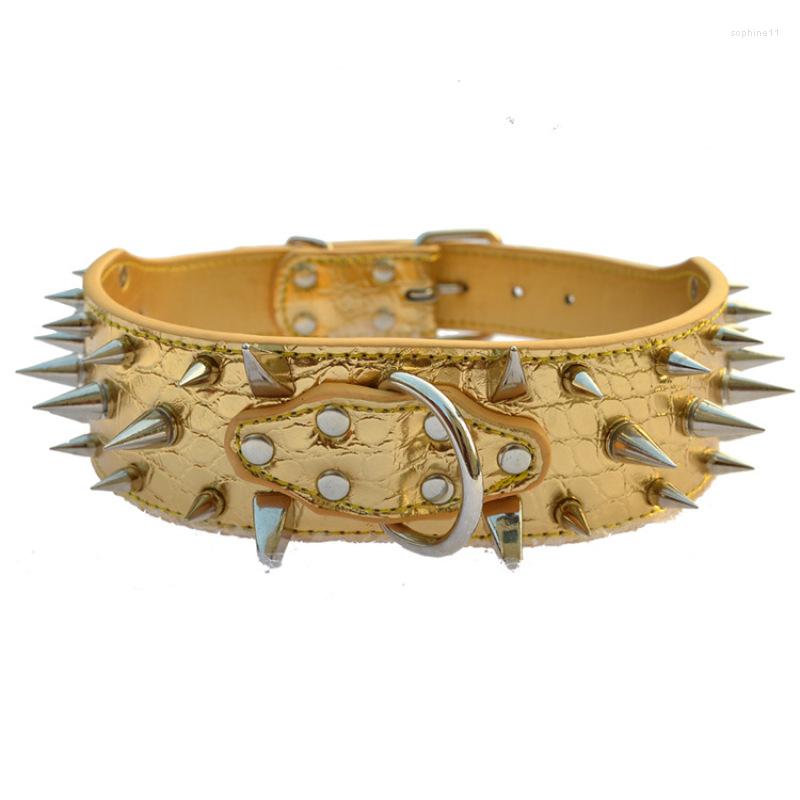 Update Dog Collars Alloy Horn Spike Nail Pet Collar Wolf Teeth Rivet Leather Neck Circle Chain Supplies