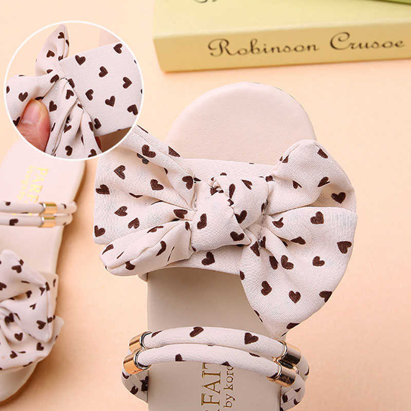 Sandals Summer Little Girls Sandals Kids Shoes Wave Point Bow Cute Black White Green Children Sandals Baby Soft Casual School Girl Shoes R230529