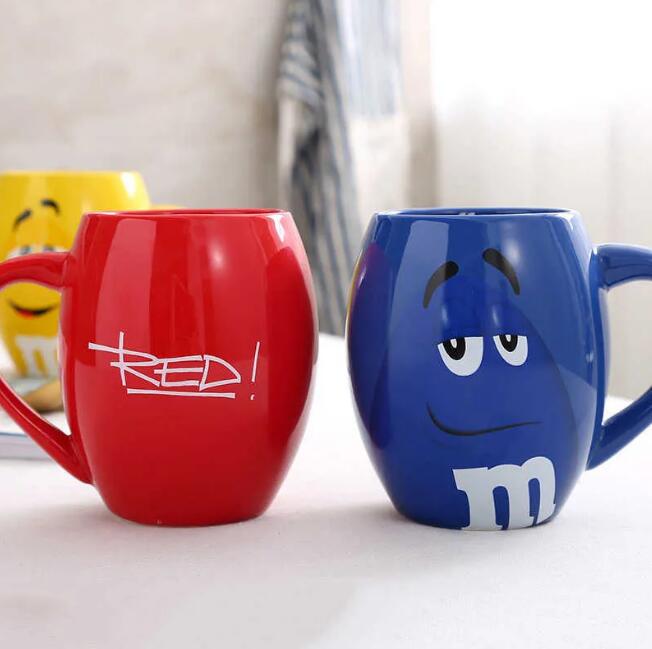New 600mL m&m Beans Coffee Mugs Tea Cups and Mugs Cartoon Cute Expression Mark Large Capacity Drinkware Christmas Gifts