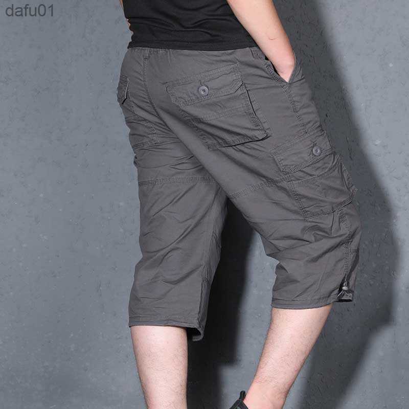 Men's Shorts Men's Summer Cargo Short Pants 3/4 Length Straight Loose Baggy Short Boardshort Male Clothing Hip Hop Short Plus Size S-5XL L23
