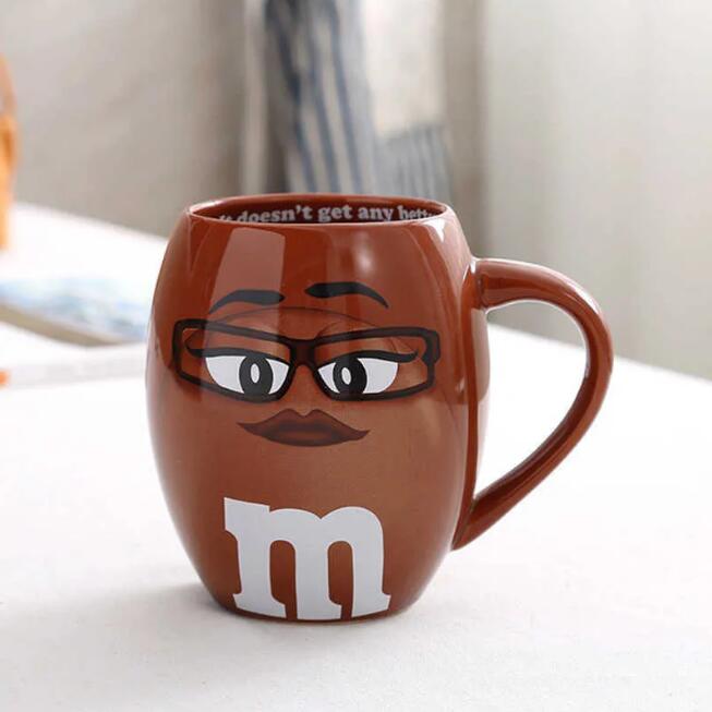 2023 m&m Beans Coffee Mugs Tea Cups and Mugs Cartoon Cute Expression Mark Large Capacity 600mL Drinkware Christmas Gifts