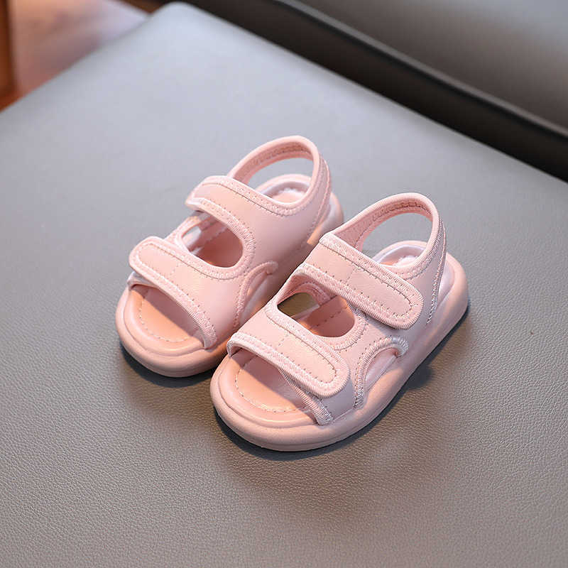 Sandals Summer Boy Sandals Children's Soft Soled Leather Comfortable Girls Flats Solid Color Beach Shoes 21-30 R230529