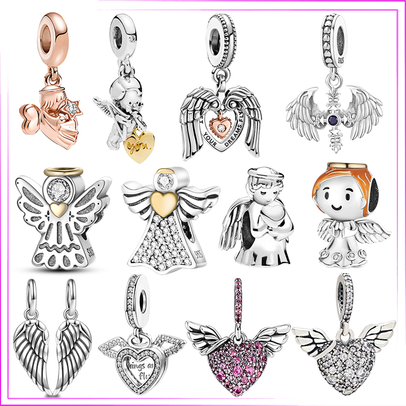 New Angel 925 Sterling Silver Charm Pendant For Original Charms DIY Bracelet Eros Wing Feather Beads Gifts Women Jewelry free shipping