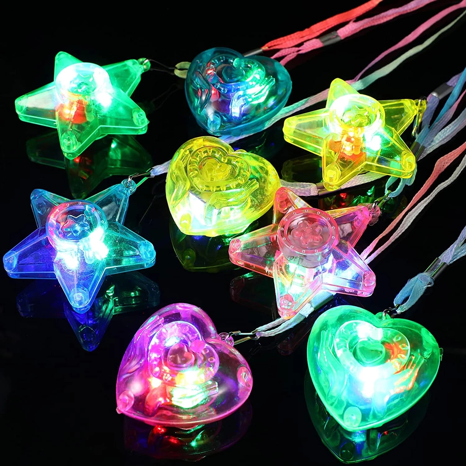 

1pc Star Heart LED Light Up Toys Necklace Pendant Kids Glow Gift Blinking Toy Carnival Party Favor Navidad Birthdays Deco