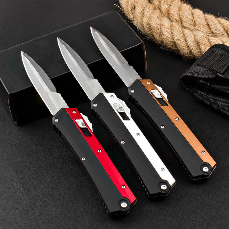 MT H2917 Automatic Tactical Knife 5Cr15Mov Double Action Stone Wash Blade Two-tone Zn-al Alloy Handle 3-sided Switch EDC Pocket Knives With Nylon Bag
MT H2917 Automatic Tactical Knife 5Cr15Mov Double Action Stone Wash Blade Two-tone Zn-al Alloy Handle 3-sided Switch EDC Pocket Knives With Nylon Bag