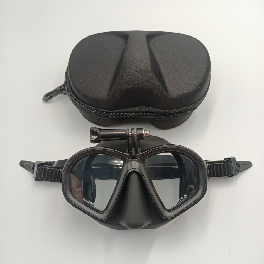 Diving Masks Wet Mount Low Volume Diving Mask Tempered Glass Freedive Mask J-type Diving Mask Snorkel Set with Camera Mount Black 230526