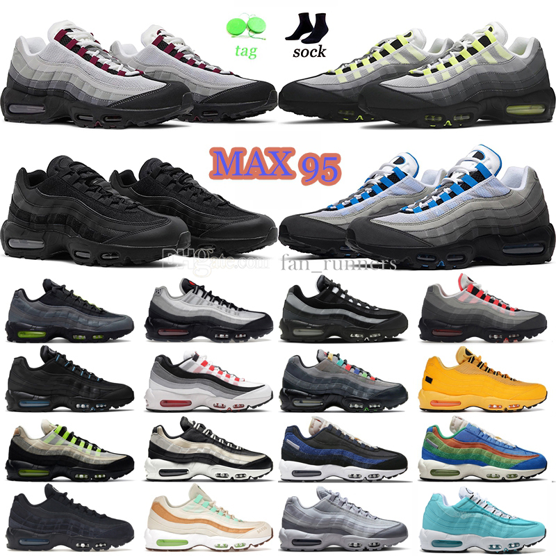 Running shoes 95 OG 95s Triple Black White Neon Dark Beetroot Crystal Blue Solar Red Smoke Grey Fish Scales Olive mens women trainers outdoor sports sneakers