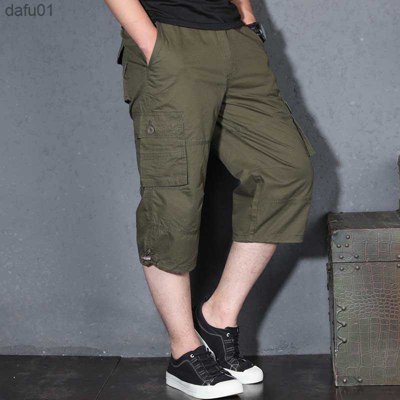 Men's Shorts Men's Summer Cargo Short Pants 3/4 Length Straight Loose Baggy Short Boardshort Male Clothing Hip Hop Short Plus Size S-5XL L23