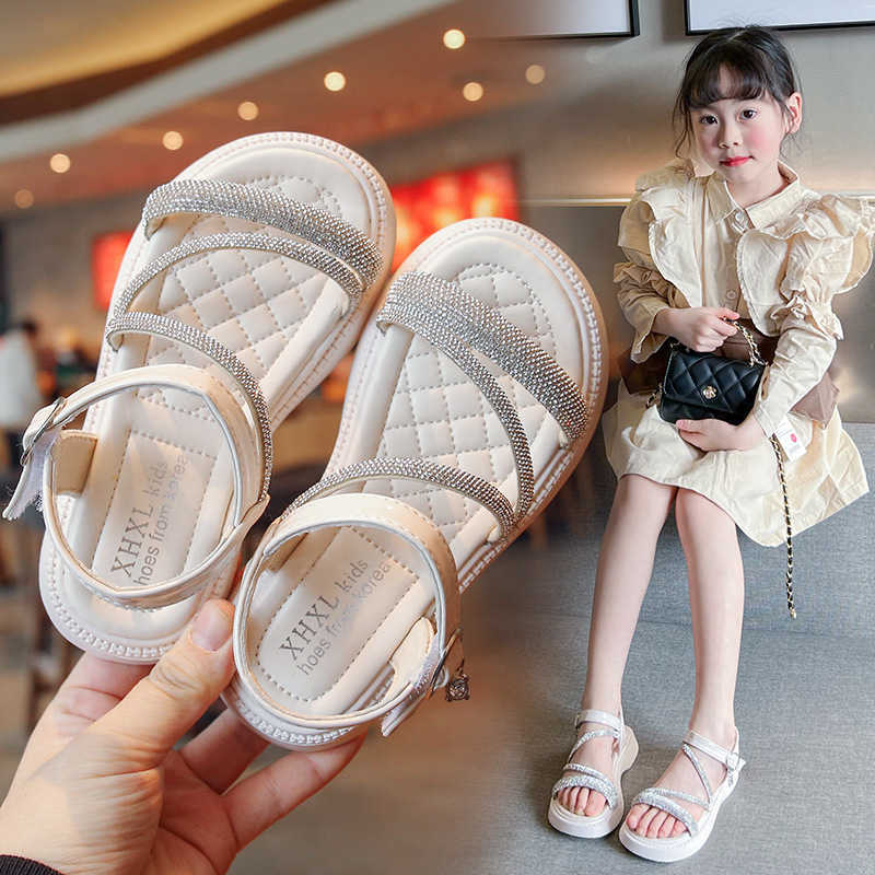 Sandals Girls Shoes 2023 Children Girl Slides Summer Rhinestone Dreamlike Princess Sandals Wedding Party Shoes Child R230529