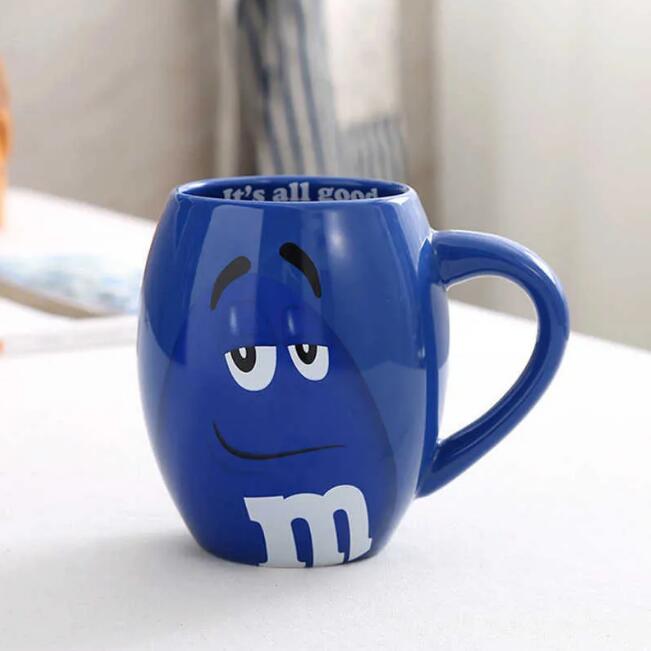 2023 m&m Beans Coffee Mugs Tea Cups and Mugs Cartoon Cute Expression Mark Large Capacity 600mL Drinkware Christmas Gifts